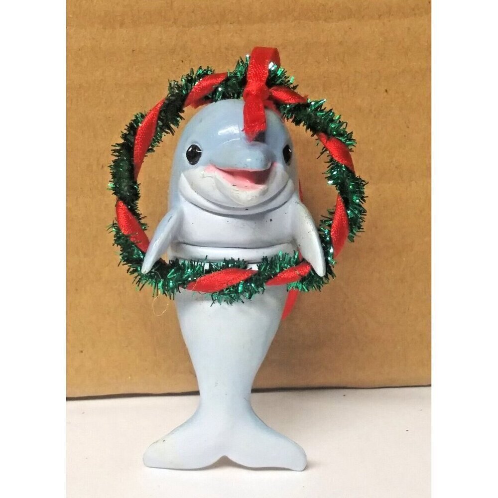 Vintage 1990 Hallmark Jolly Dolphin Christmas Ornament Keepsake Hand Crafted EUC
